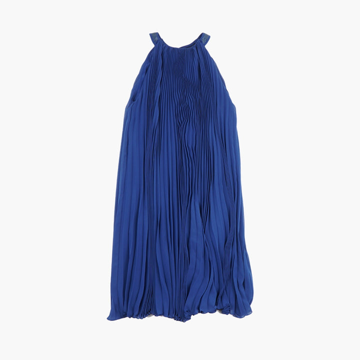 Max Mara Elegant Blue Dress with Pleated Detail
