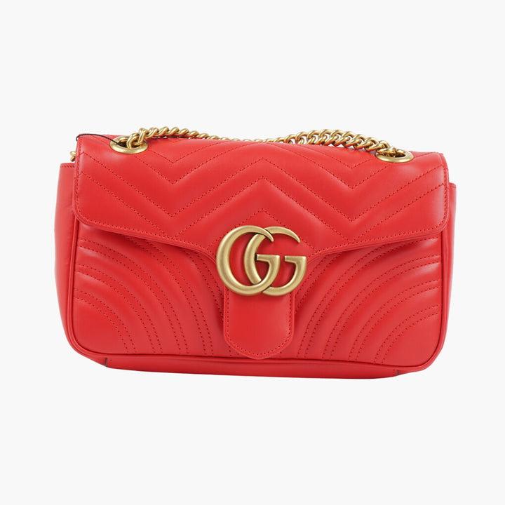 Gucci Bags Red-Gold Quilted Luxury Handbag with GG Logo