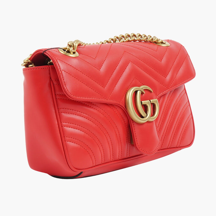 Gucci Bags Red-Gold Quilted Luxury Handbag with GG Logo