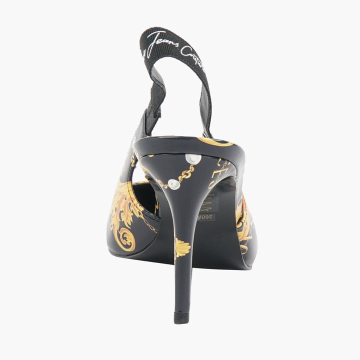 Versace Black-Multi Heels with Iconic Baroque Print