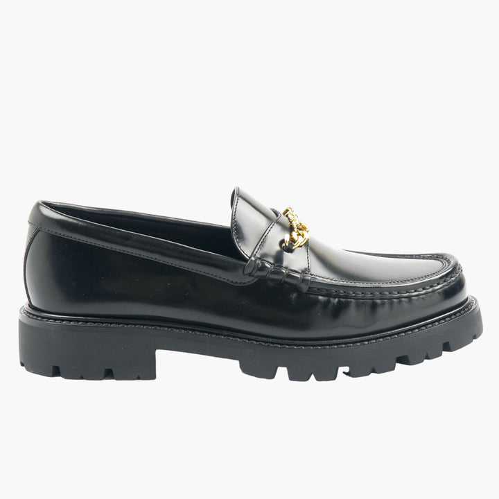 Céline Men's Black Oxford Shoes Gold Chain