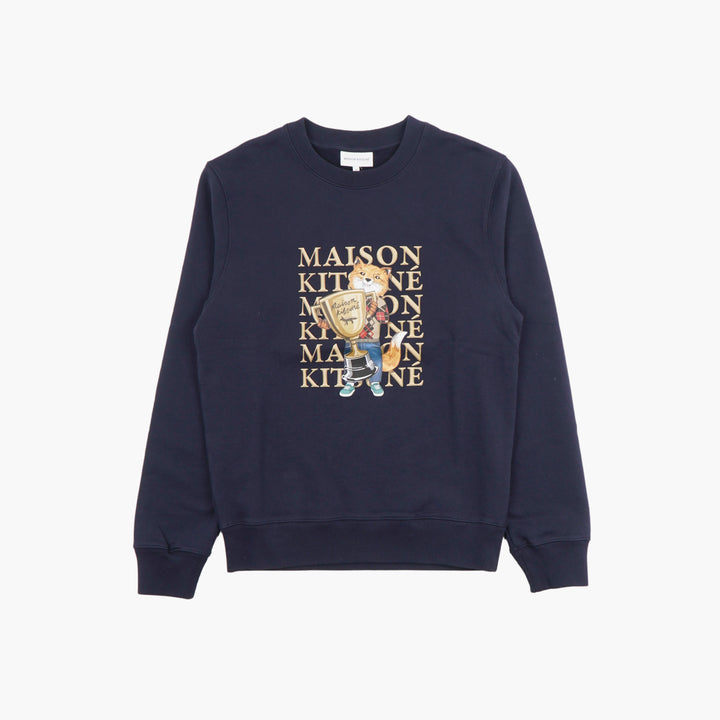 MAISON KITSUNE Navy Sweatshirt with Fox Print - Premium Cotton Pullover