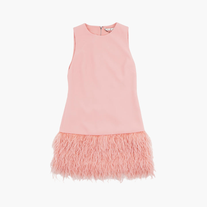 Alice + Olivia Pink Sleeveless Dress with Feathered Hem