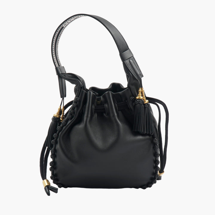 DIOR Black Leather Handbag with Tassel Detailing