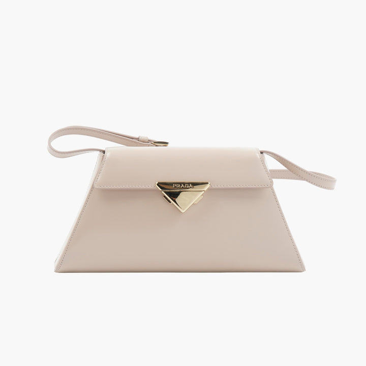 Prada Nude Leather Handbag with Gold-Tone Accents