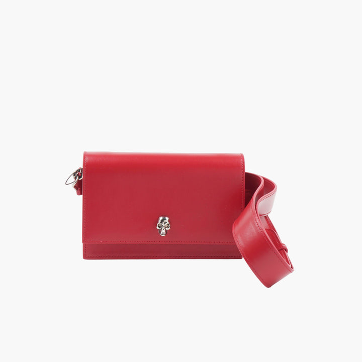 ALEXANDER MCQUEEN Red Leather Bag with Skull Motif - Made in Italy