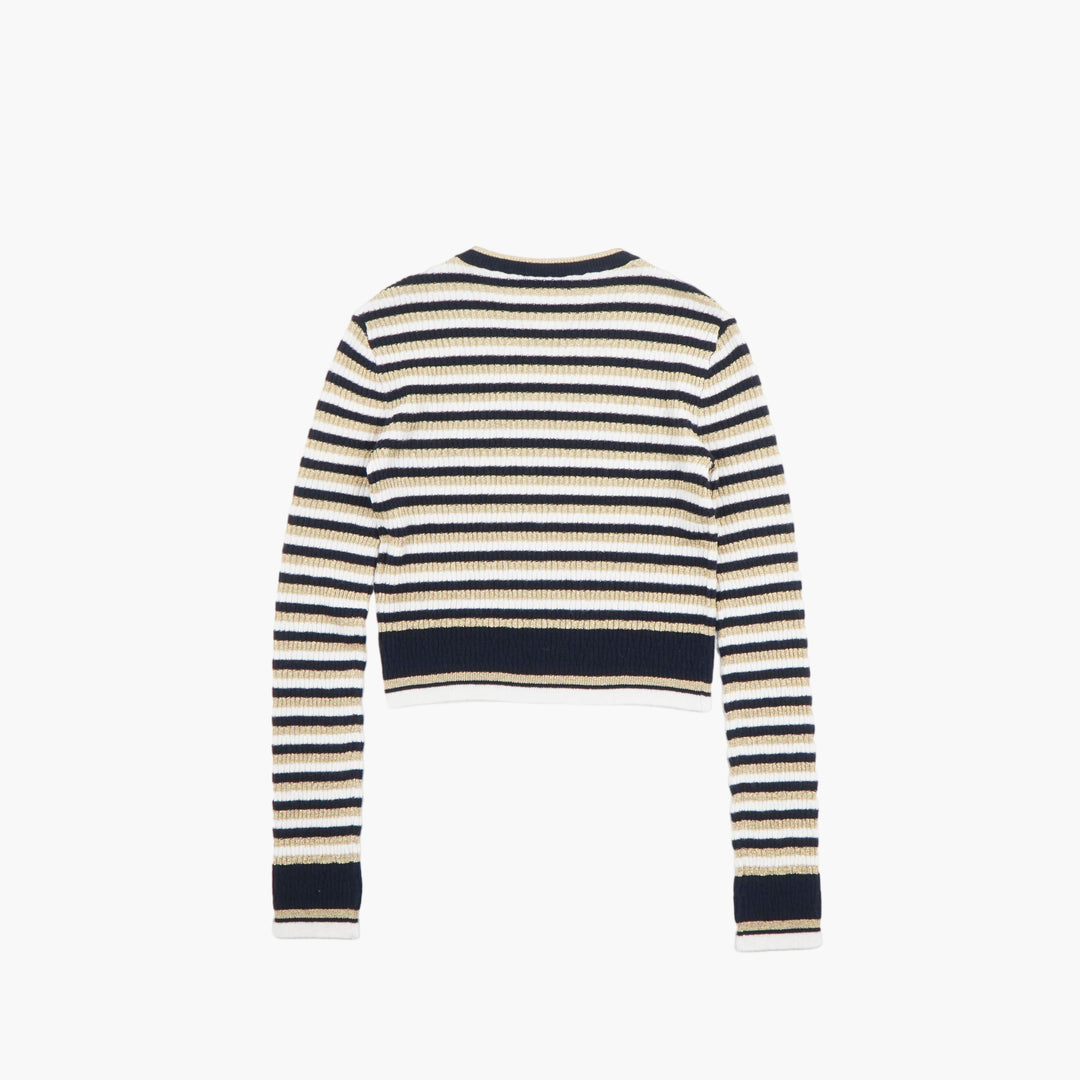 VALENTINO Striped Knit Sweater in Gold-Multi - Made in Italy