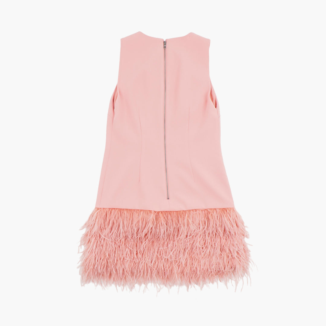 Alice + Olivia Pink Sleeveless Dress with Feathered Hem
