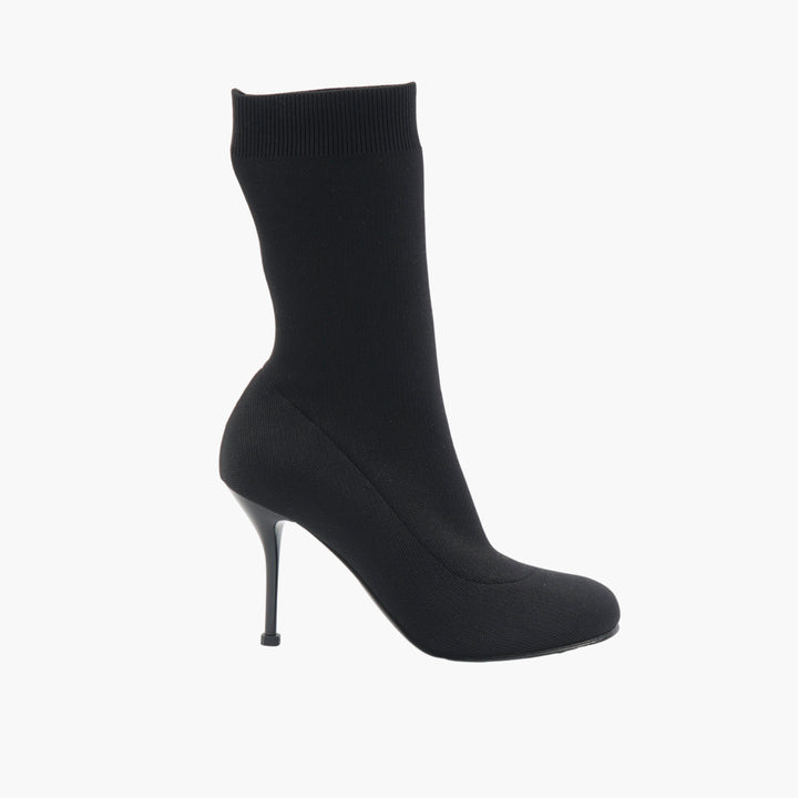 ALEXANDER MCQUEEN Nero Sock Boots - Made in Italy, Sleek Black Design with Pointed Toe and Stiletto Heel