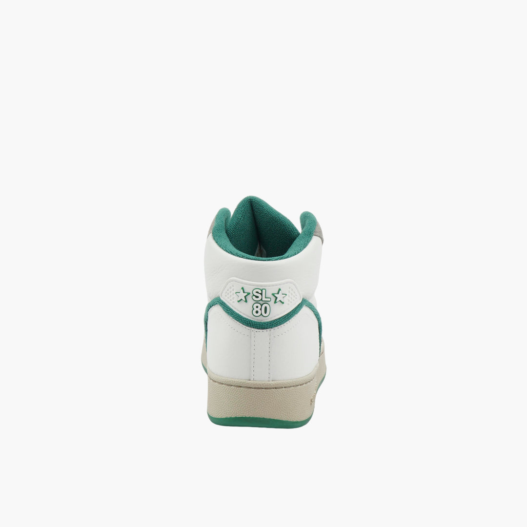 SAINT LAURENT Elegant Italian-Made Sneakers in White-Green-Grey Leather and Suede