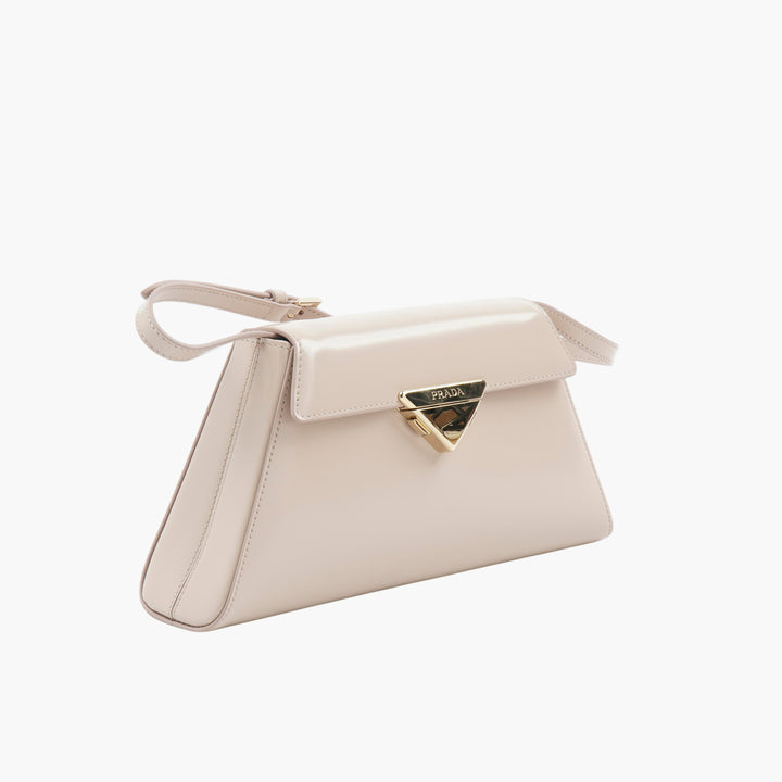 Prada Nude Leather Handbag with Gold-Tone Accents