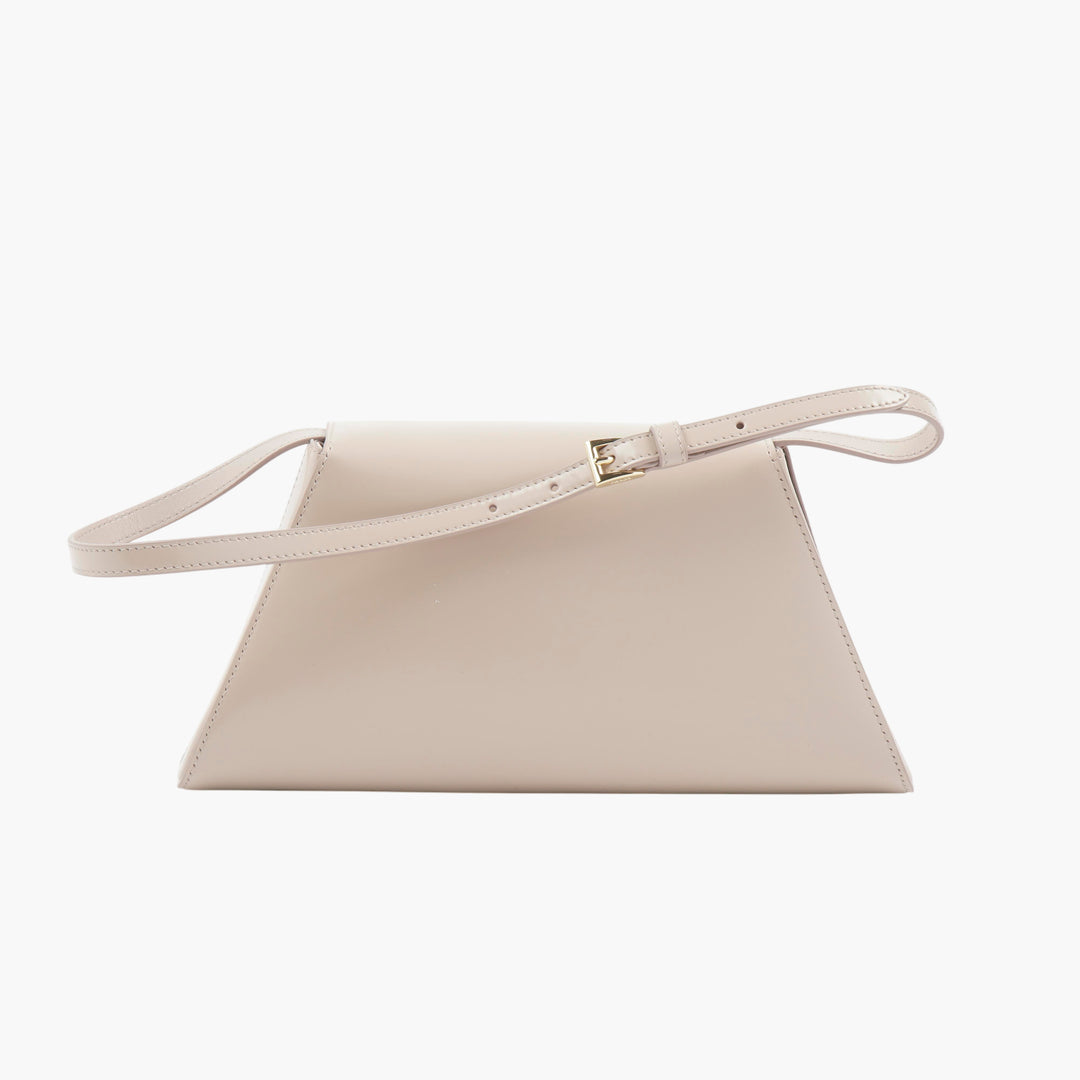 Prada Nude Leather Handbag with Gold-Tone Accents