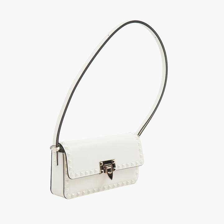 Valentino Rockstud Bag in White with Black Strap