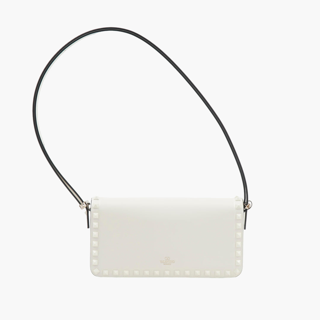 Valentino Rockstud Bag in White with Black Strap
