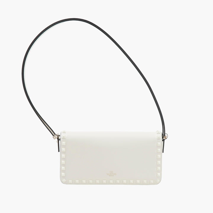 Valentino Rockstud Bag in White with Black Strap