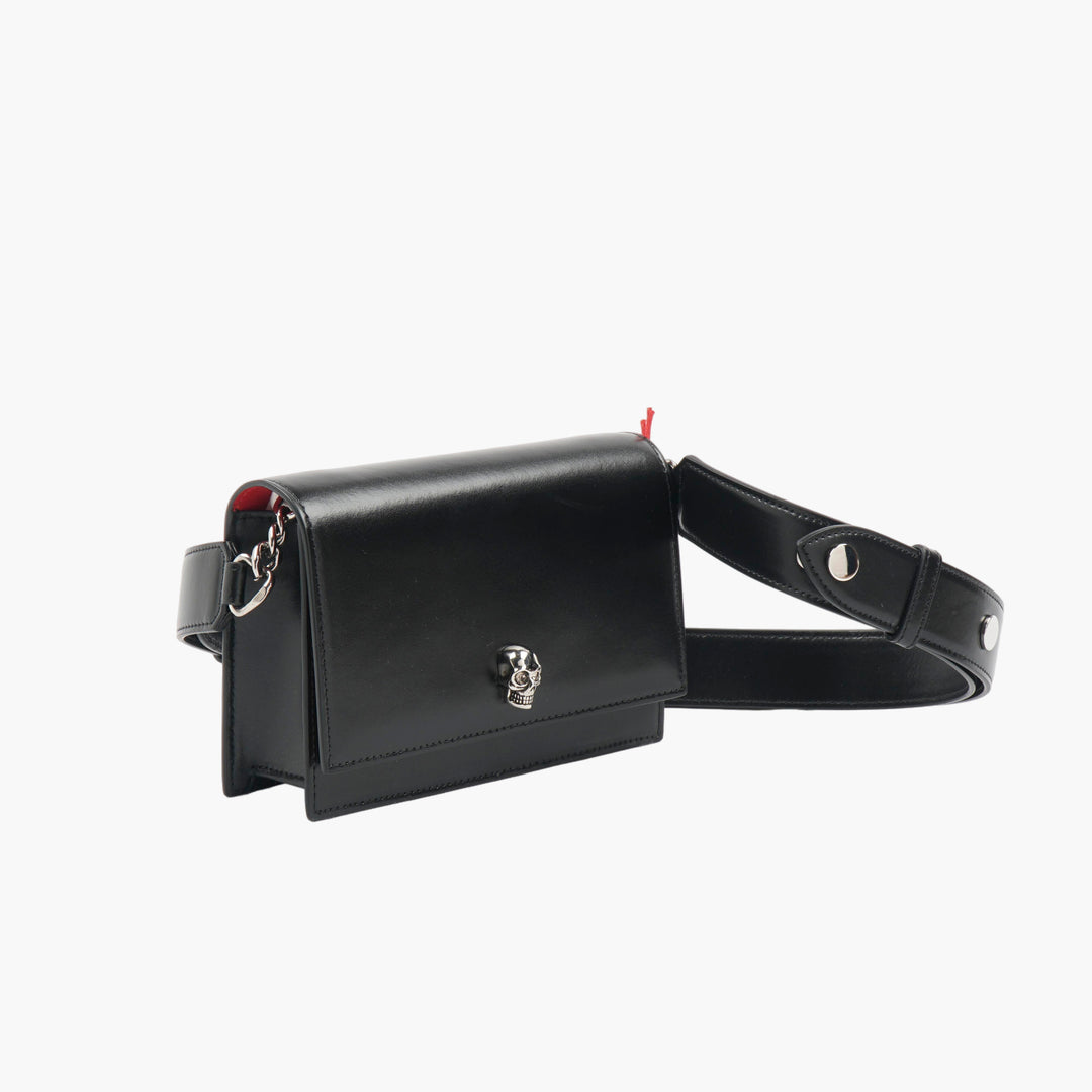 Alexander McQueen Nero Leather Bag with Skull Embellishment - Made in Italy