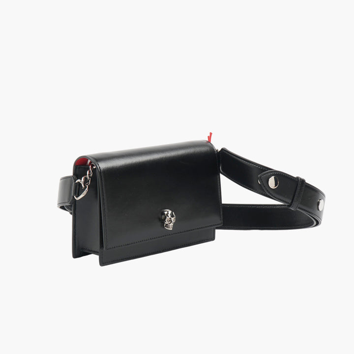 Alexander McQueen Nero Leather Bag with Skull Embellishment - Made in Italy
