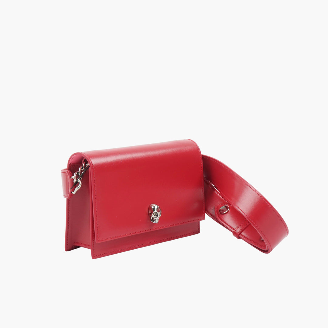 ALEXANDER MCQUEEN Red Leather Bag with Skull Motif - Made in Italy