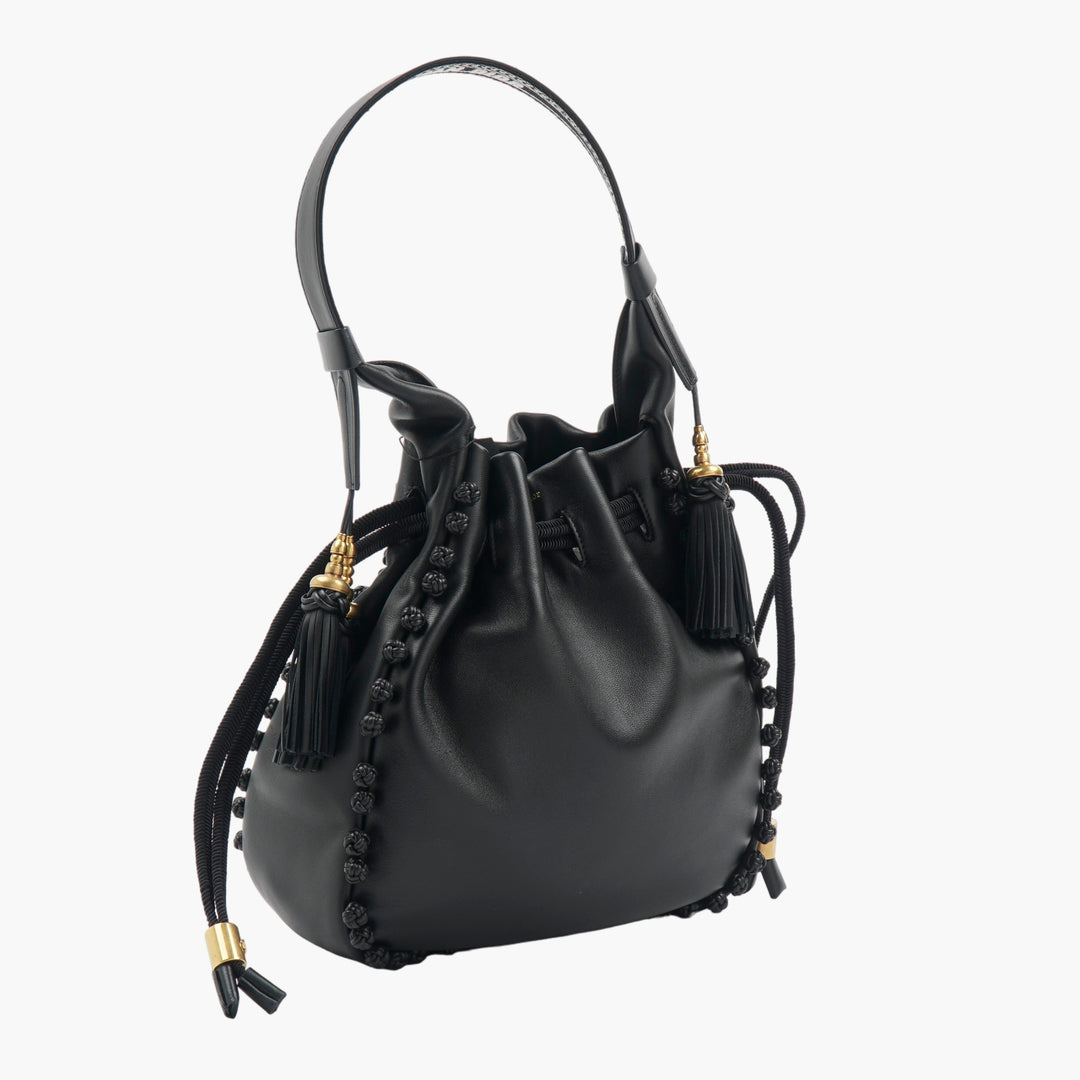 DIOR Black Leather Handbag with Tassel Detailing
