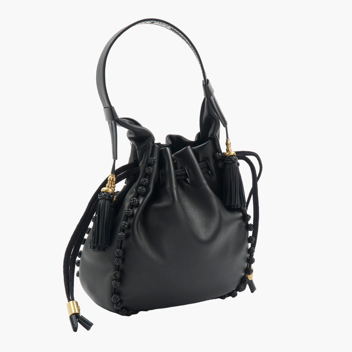 DIOR Black Leather Handbag with Tassel Detailing