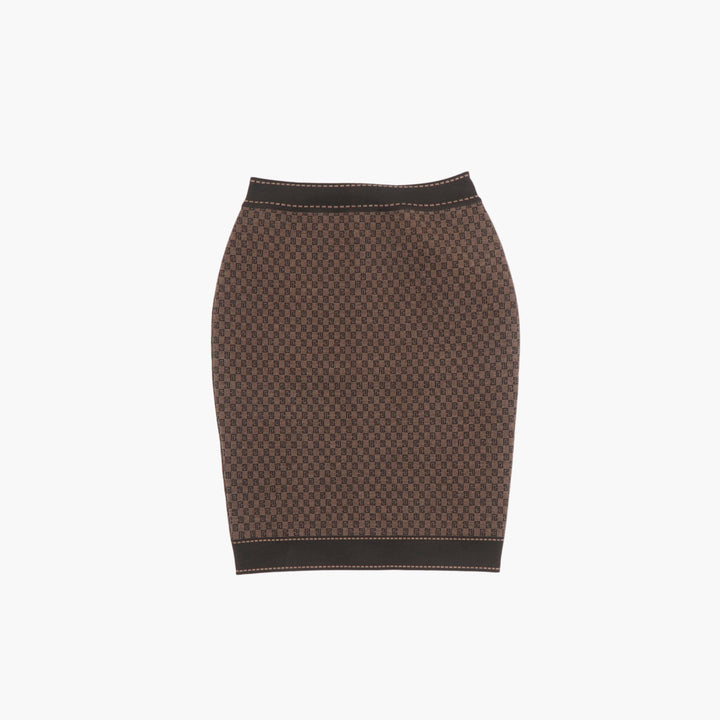 BALMAIN Elegant Brown Skirt with Intricate Pattern