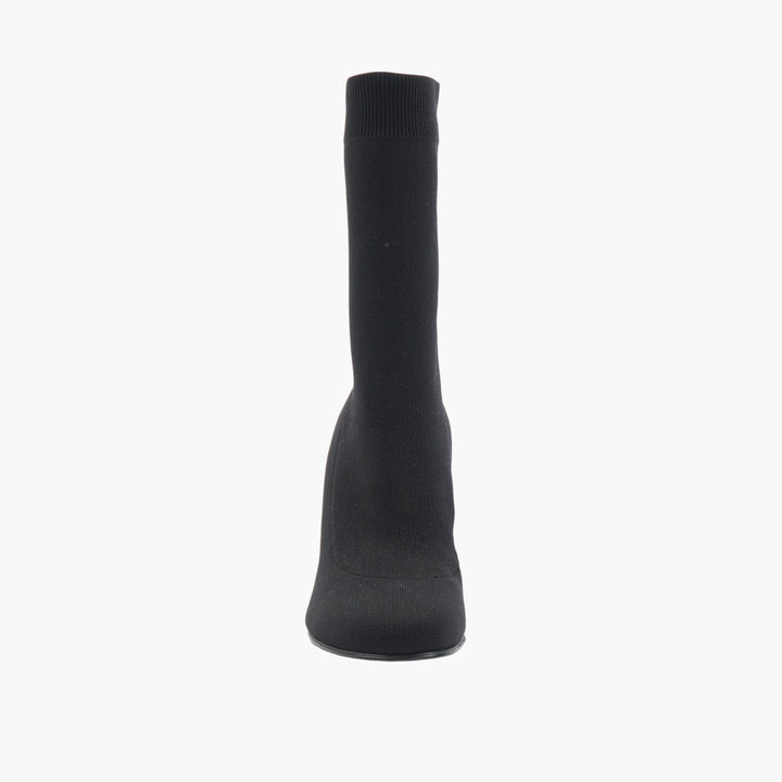 ALEXANDER MCQUEEN Nero Sock Boots - Made in Italy, Sleek Black Design with Pointed Toe and Stiletto Heel