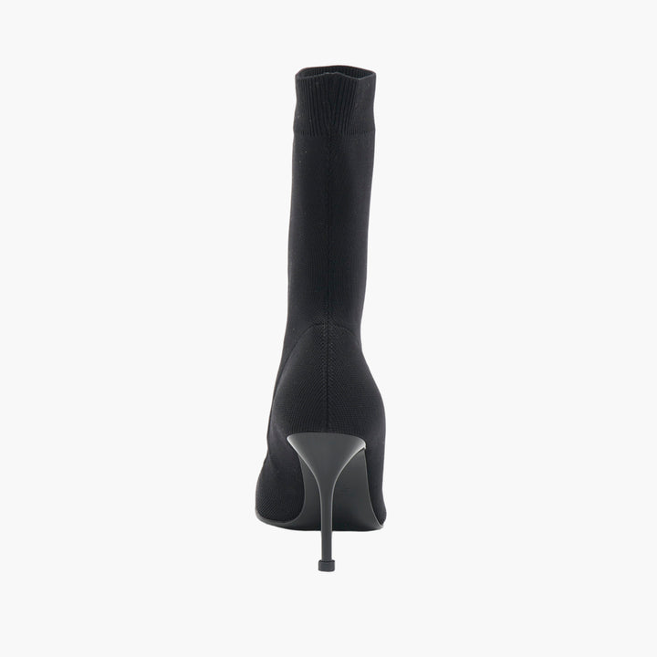 ALEXANDER MCQUEEN Nero Sock Boots - Made in Italy, Sleek Black Design with Pointed Toe and Stiletto Heel