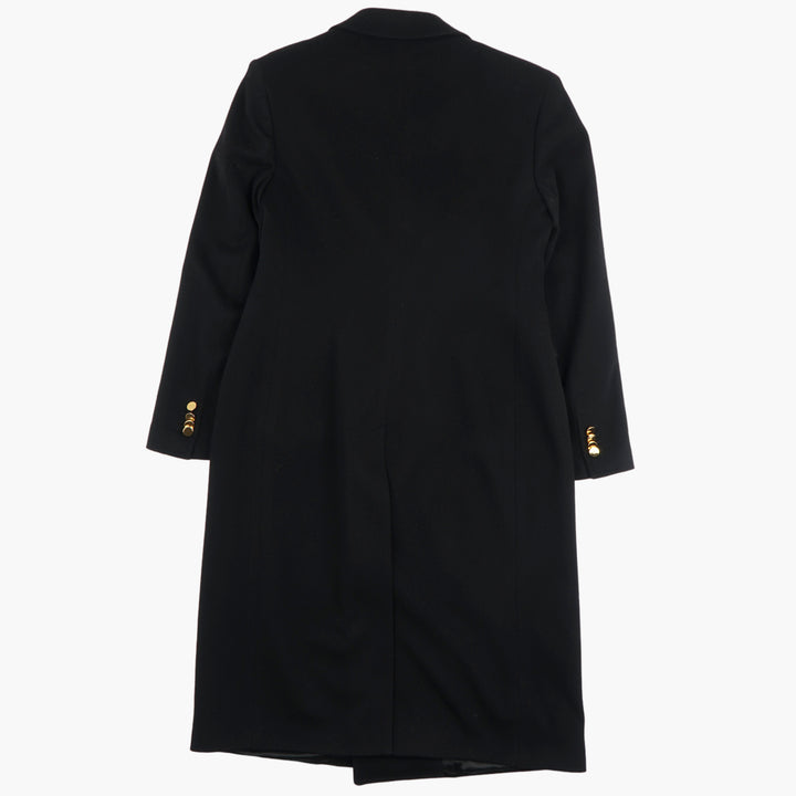 Tagliatore Black Double-Breasted Coat with Gold-Tone Buttons - Made in Italy