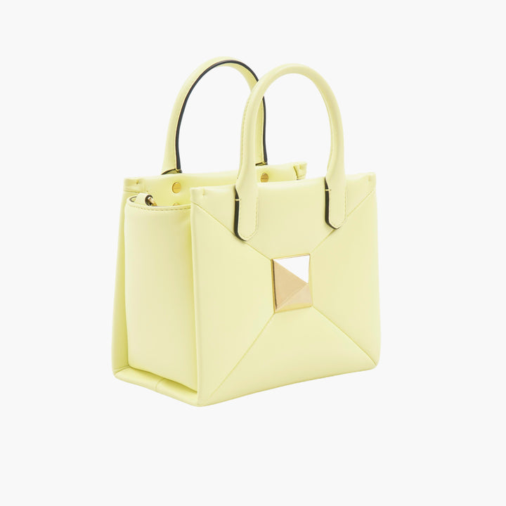 VALENTINO Luxury Yellow-Gold Handbag with Gold-Toned Stud Details Made in Italy