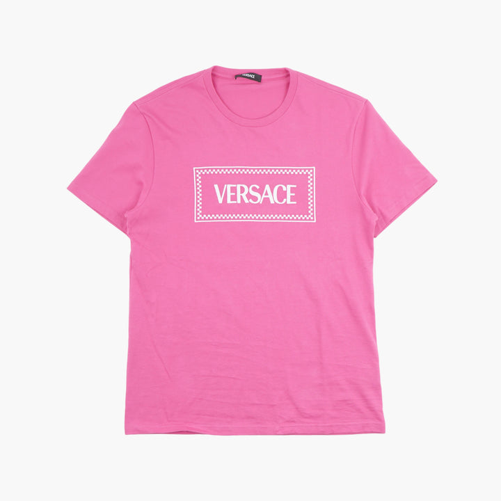 Versace Women's Fuchsia-White Logo T-Shirt