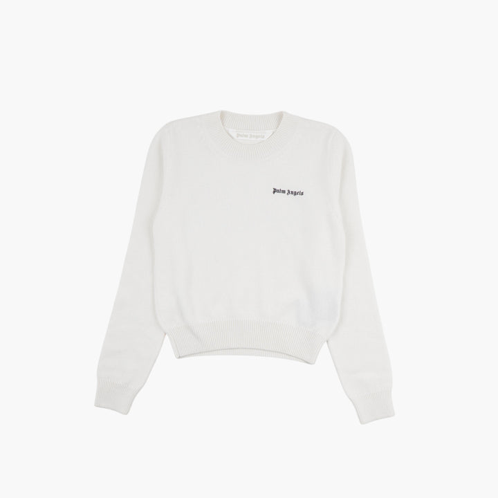 Palm Angels White Logo Embroidered Sweater