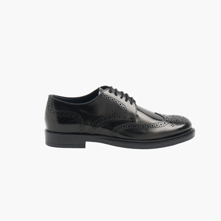 TOD'S Black Leather Derby Loafers