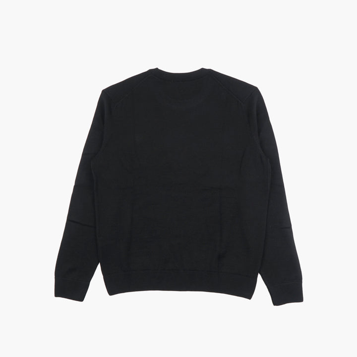 MAISON KITSUNE Black Crewneck Sweater with Embroidered Fox Logo