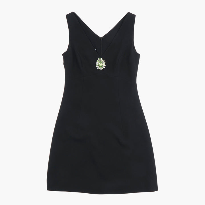 MOSCHINO Elegante Abito Nero con Decorazione Centrale