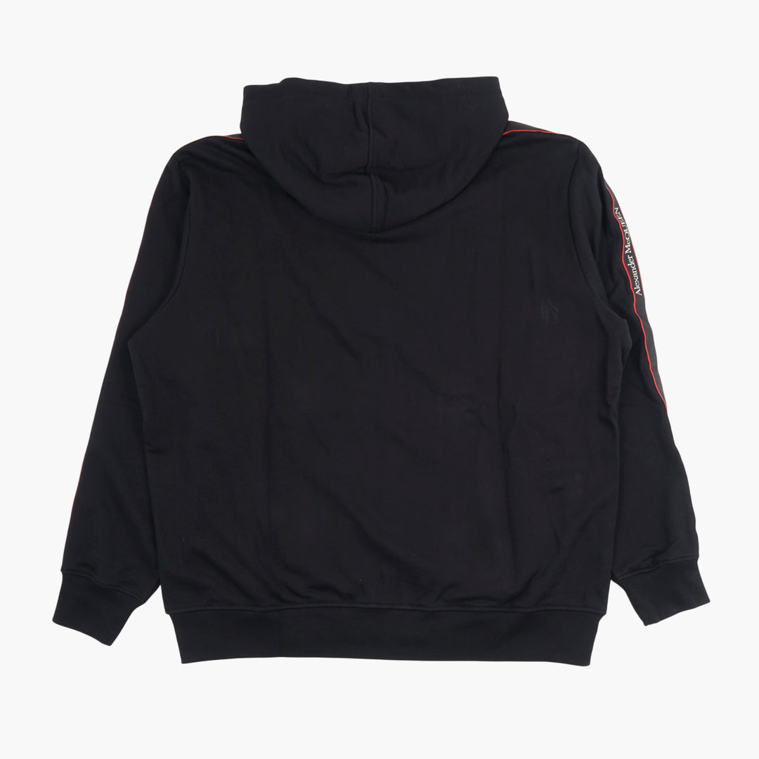 ALEXANDER MCQUEEN Black-Multi Zip-Up Hoodie with Stripe Detail - Made in Italy
