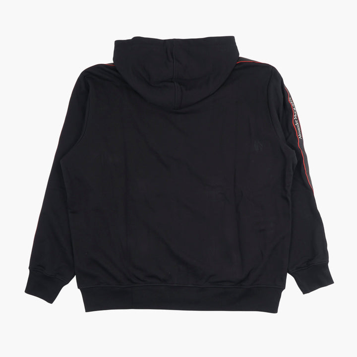 ALEXANDER MCQUEEN Black-Multi Zip-Up Hoodie with Stripe Detail - Made in Italy