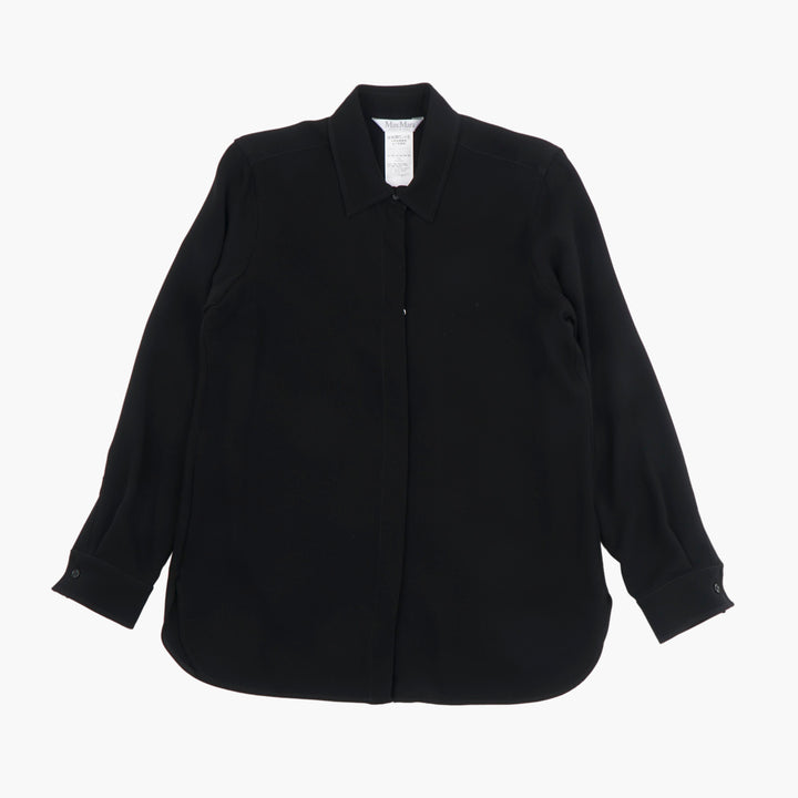 MAX MARA Elegant Black Shirt with Concealed Buttons