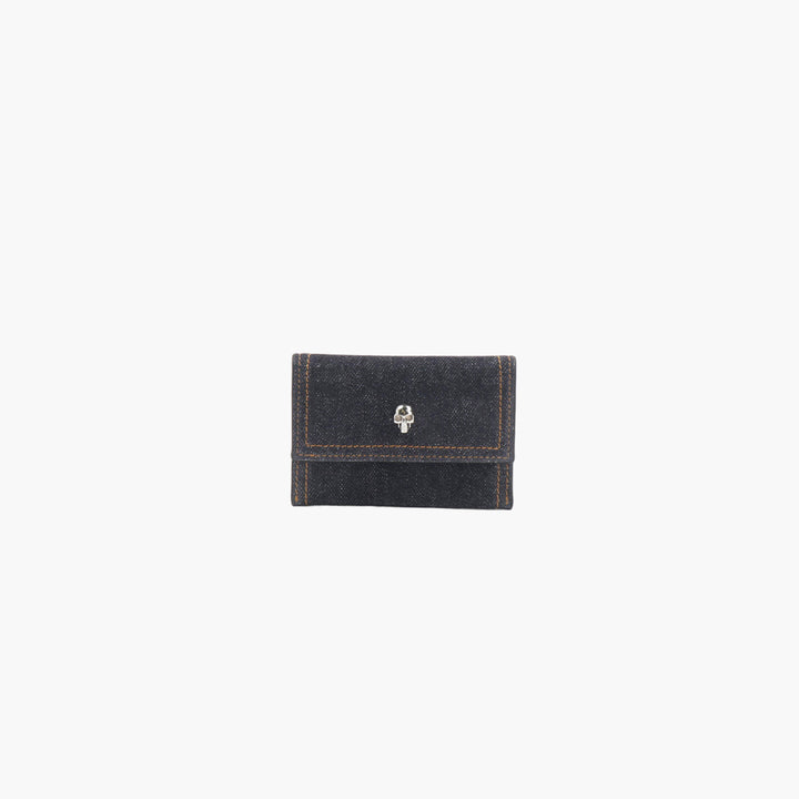ALEXANDER MCQUEEN Denim Wallet with Skull Embellishment - Made in Italy