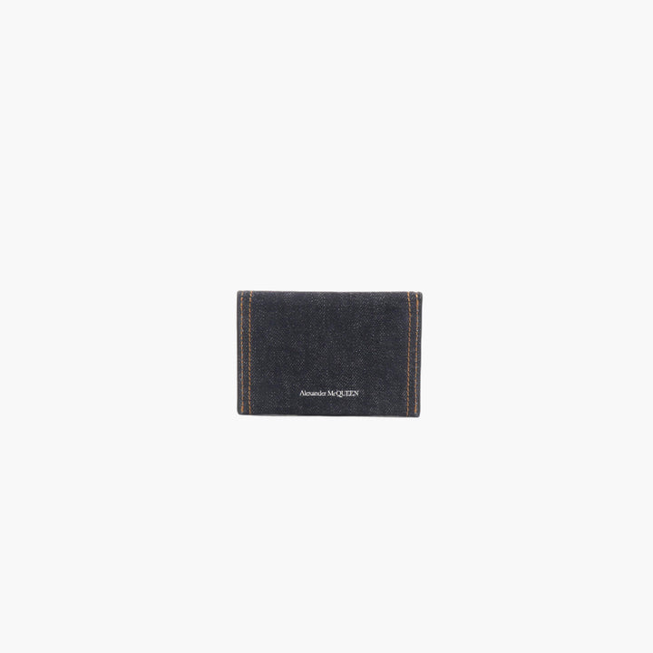 ALEXANDER MCQUEEN Denim Wallet with Skull Embellishment - Made in Italy