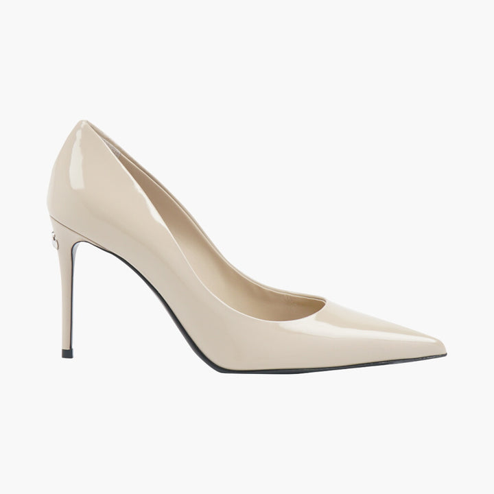 Dolce & Gabbana Kim beige patent leather pointed decollete