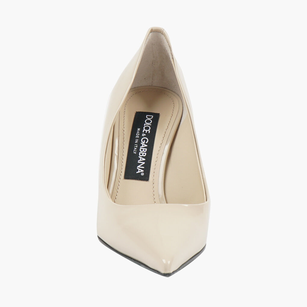 Dolce & Gabbana Kim beige patent leather pointed decollete
