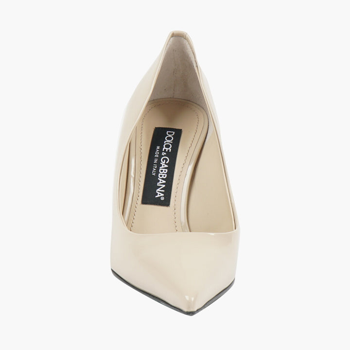 Dolce & Gabbana Kim beige patent leather pointed decollete