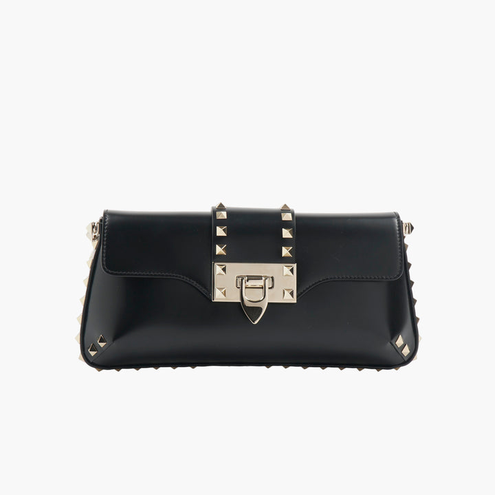 VALENTINO Borsa Rockstud in pelle nera-oro - Made in Italy