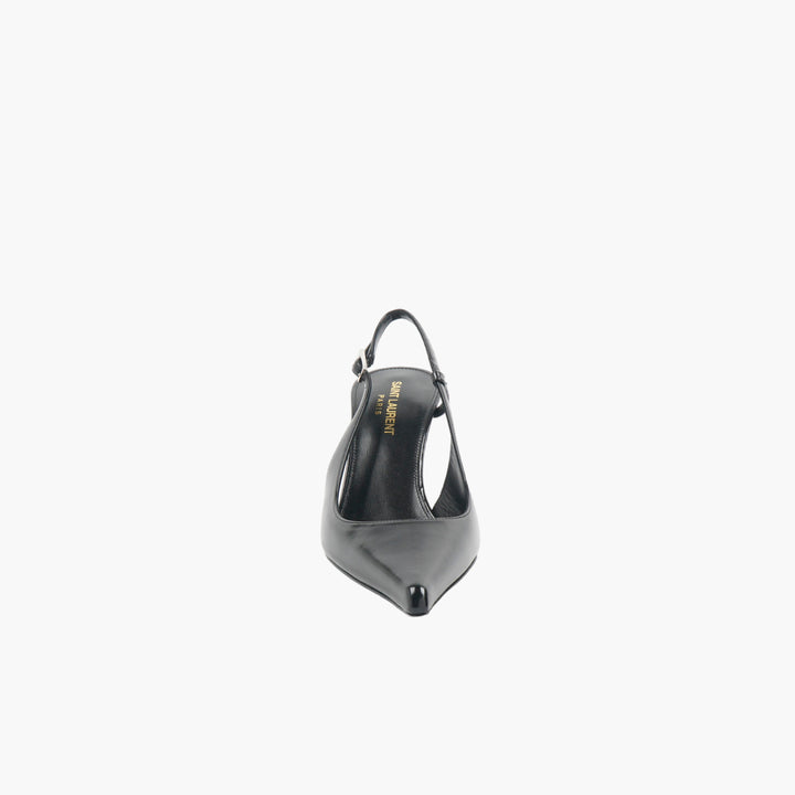 SAINT LAURENT Nero Slingback Pumps with Adjustable Buckle - Made in Italy