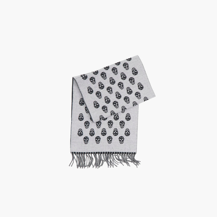 Sciarpa con motivo teschio Alexander McQueen - Grigio-Nero Made in Italy