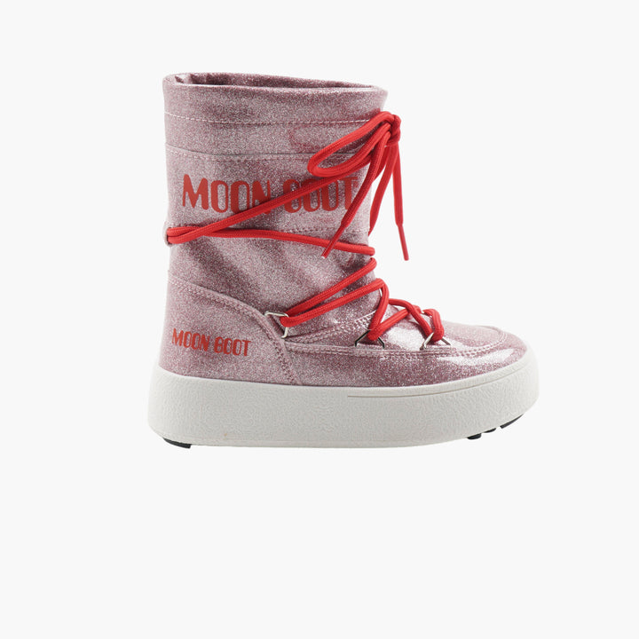 MOON BOOT Women's Glitter Pink Winter Boots with Durable Rubber Sole