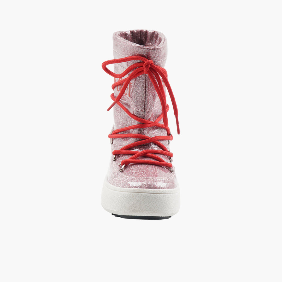 MOON BOOT Women's Glitter Pink Winter Boots with Durable Rubber Sole