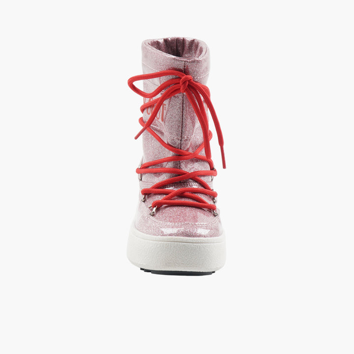 MOON BOOT Women's Glitter Pink Winter Boots with Durable Rubber Sole