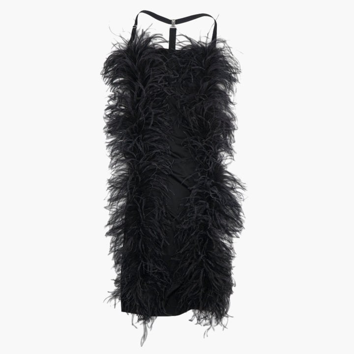 MAX MARA Black Feathered Dress
