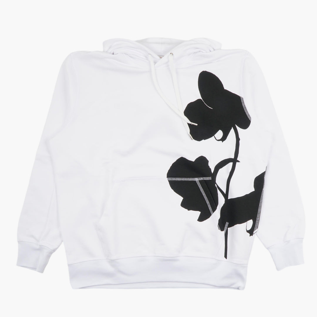 ALEXANDER MCQUEEN Floral Design White Hoodie - Made in Italy